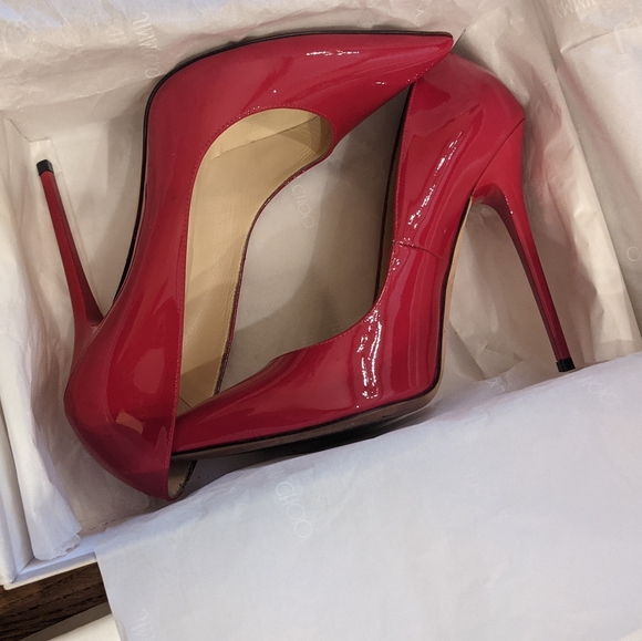 RARE - Jimmy Choo Red Patent Leather Heels - Picture 3 of 11
